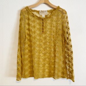 Nic & Mo mustard yellow lace blouse